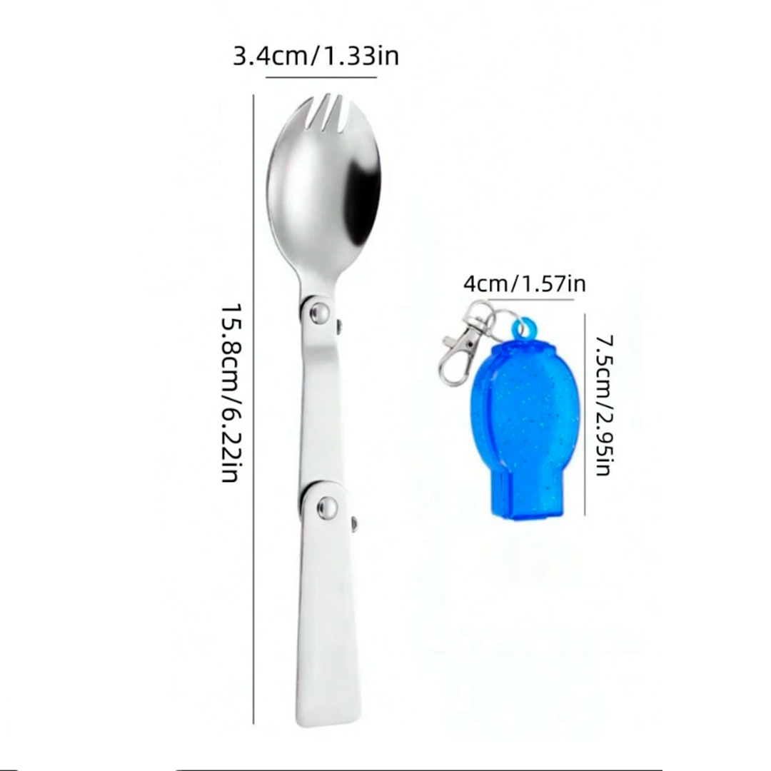 Cubiertos 2 en 1 plegables con llavero