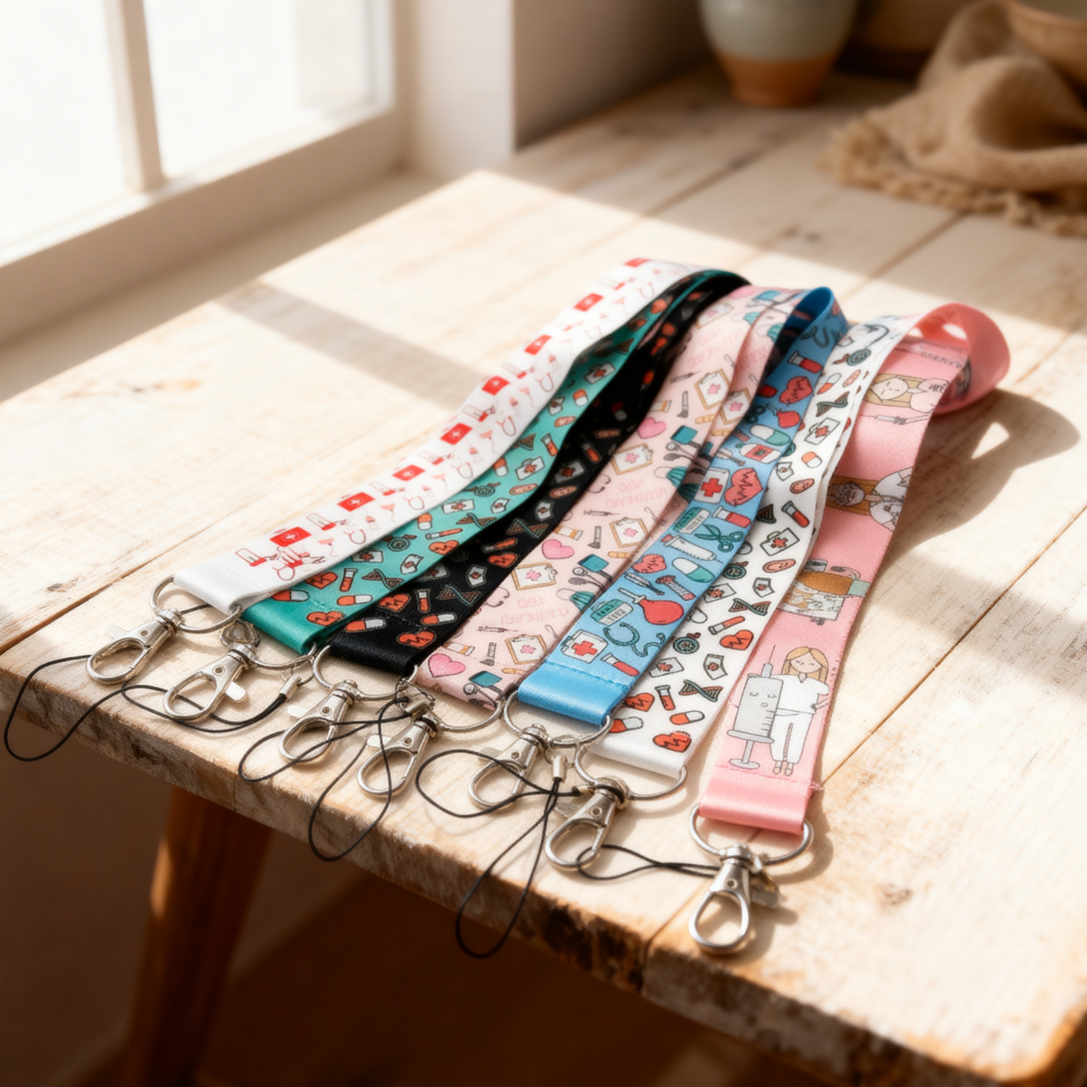 Lanyard estampado con tarjetero para sanitarios médicos y enfermeras
