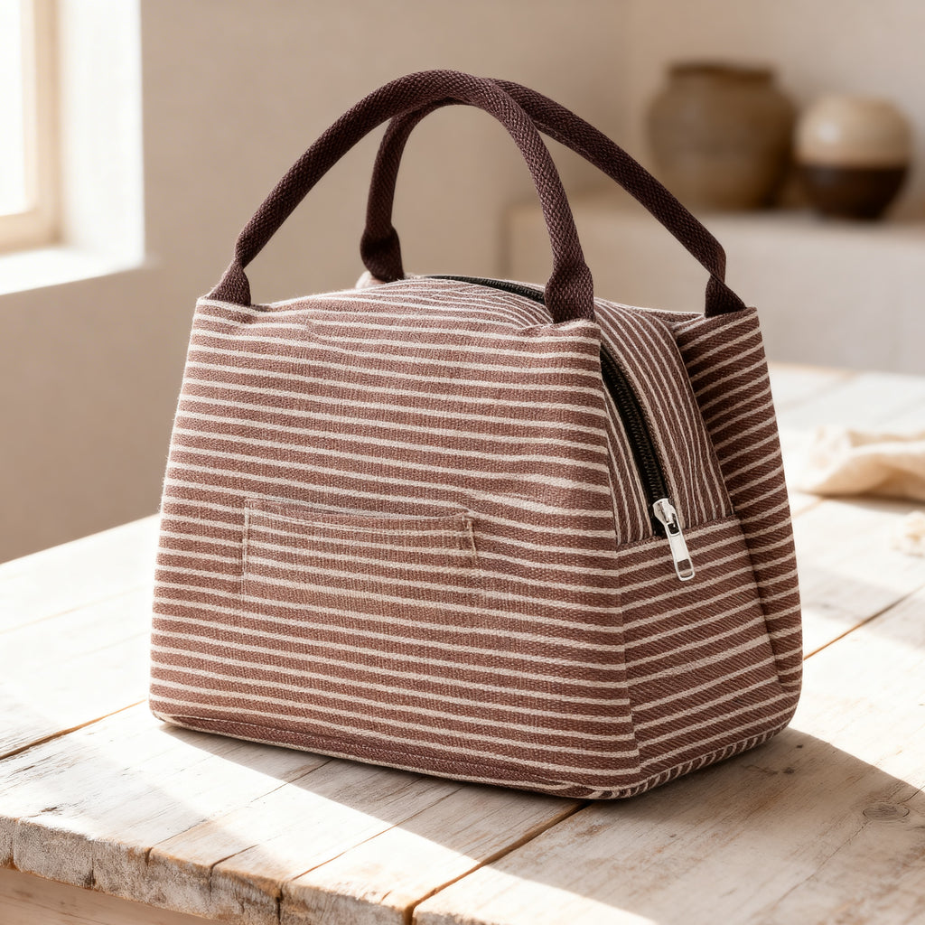 Bolsa nevera almuerzo portátil a rayas para sanitarios y enfermeras