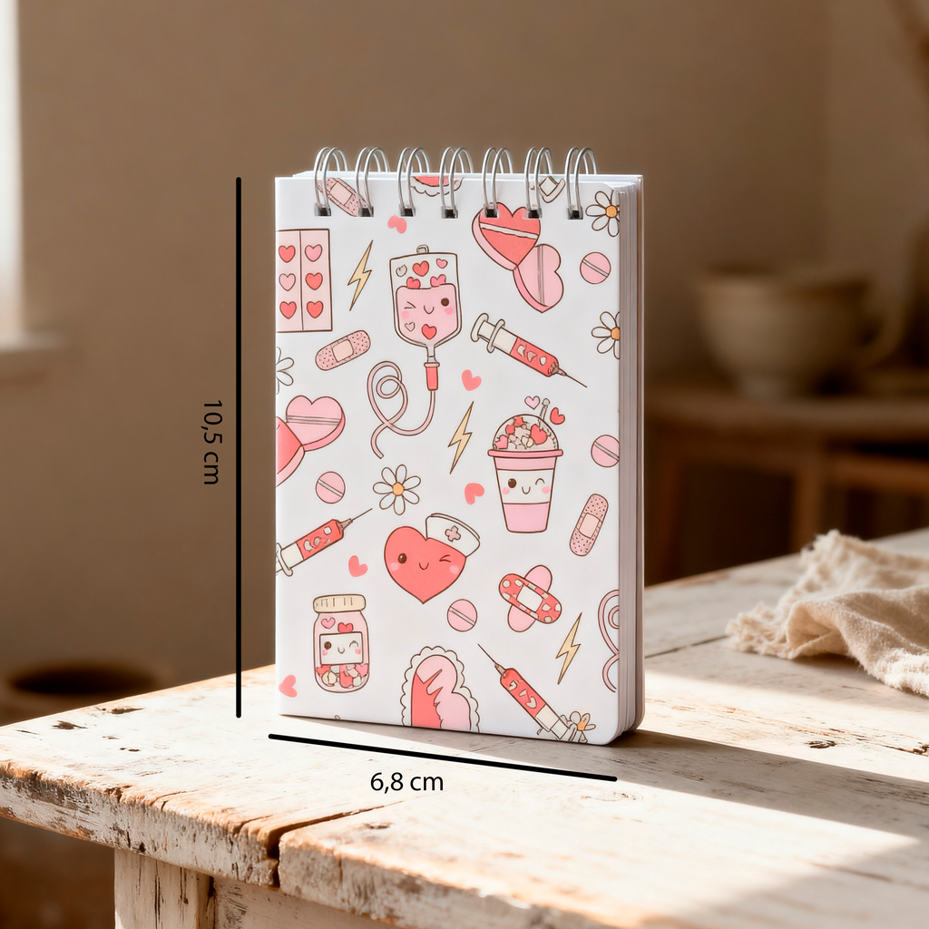 Libreta de bolsillo para notas de turno de sanitarios médicos y enfermeras