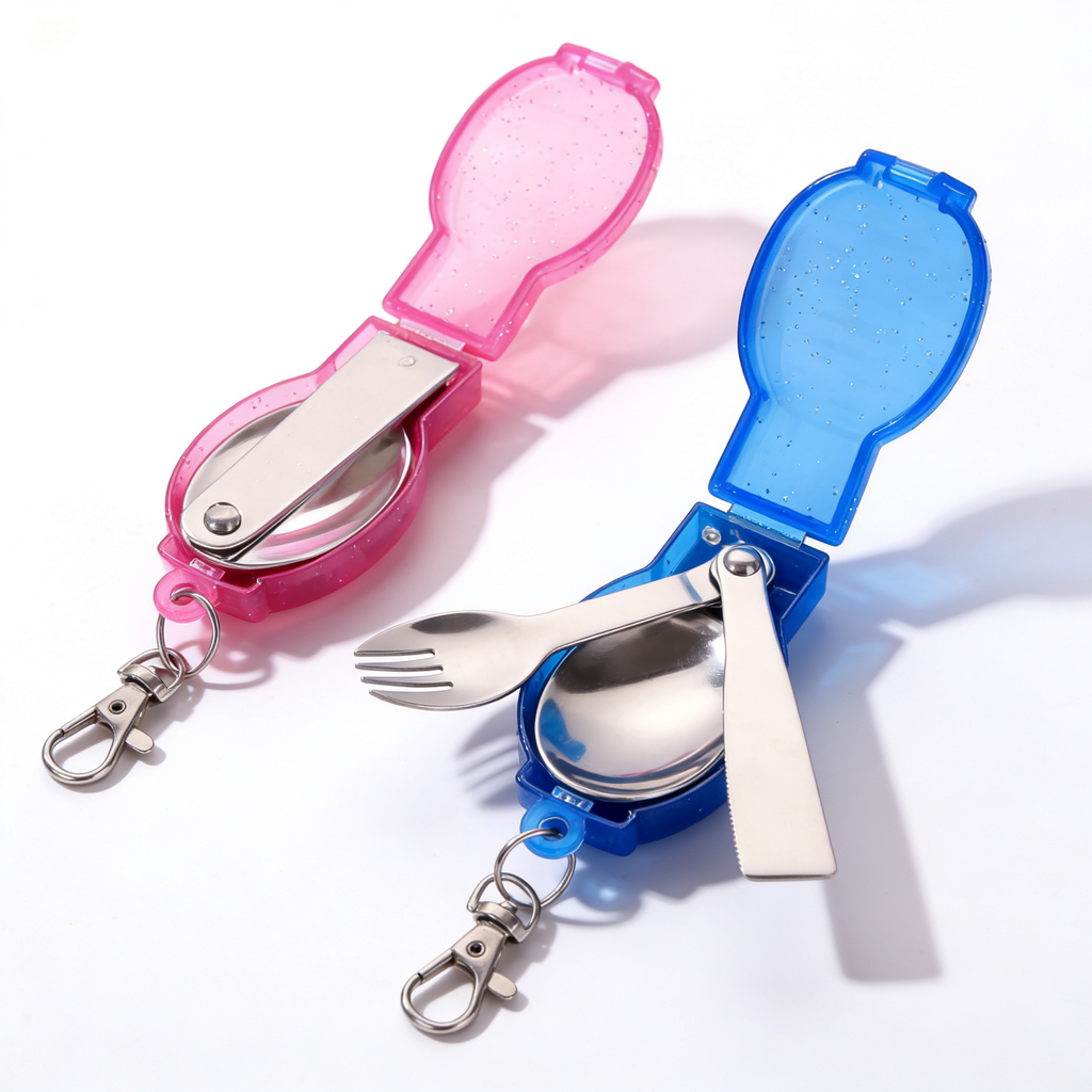 Cubiertos 2 en 1 Plegables con Llavero | Reutilizables
