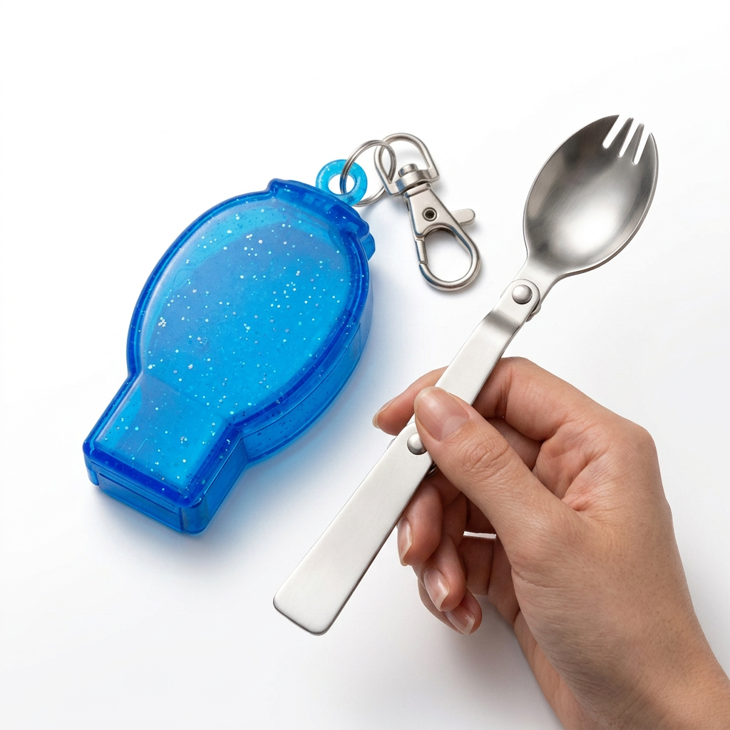 Cubiertos 2 en 1 Plegables con Llavero | Reutilizables