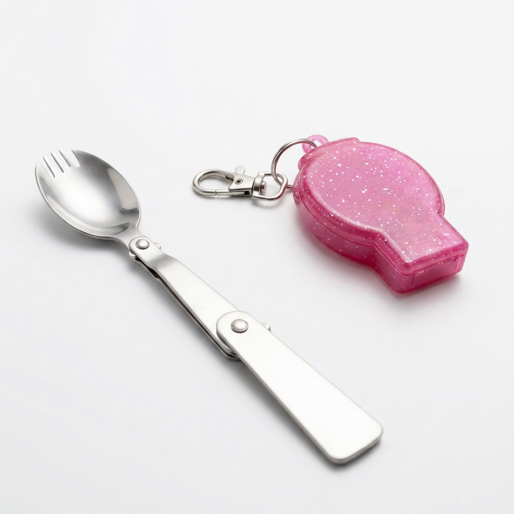 Cubiertos 2 en 1 Plegables con Llavero | Reutilizables
